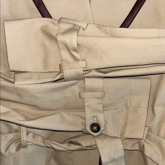 Express Tan Double-Breasted Jacket with Brown Vegan Leather Trim - Picture 3 of 4